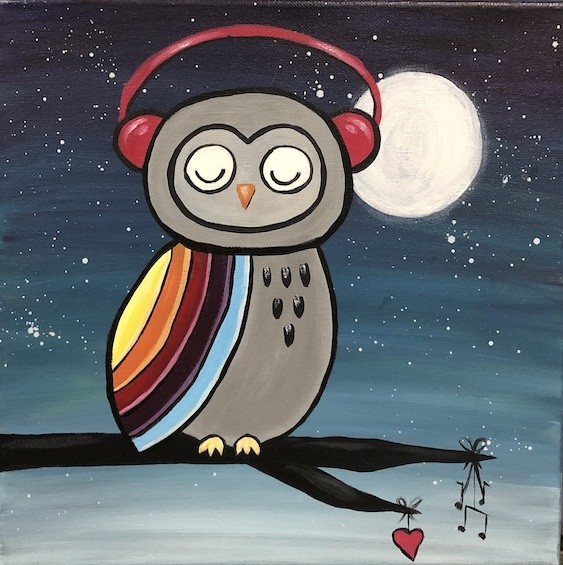 Kids Paint Class - Hipster Owl
